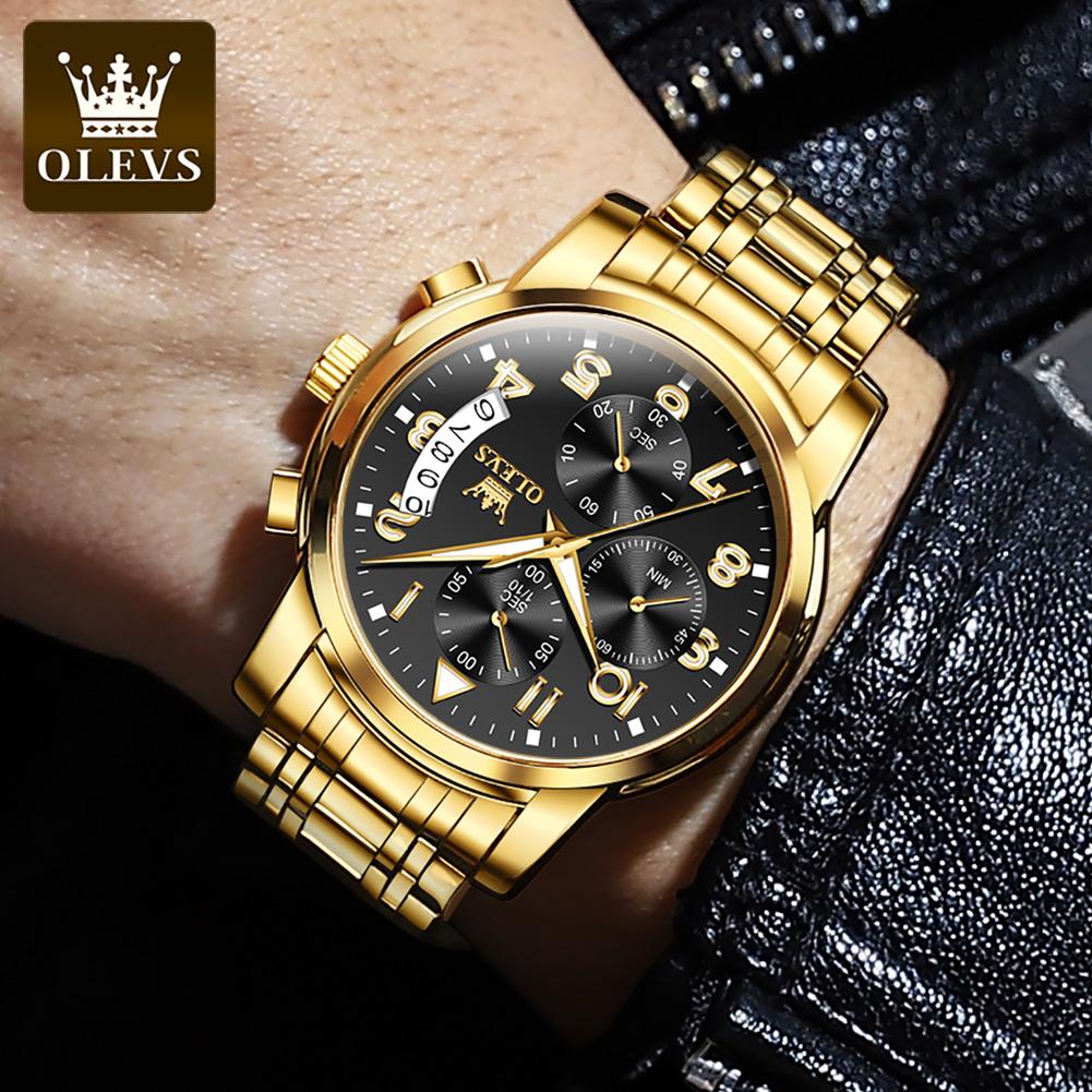 OLEVS 2879 Dropshipping Quartz Watch Stainless Steel Band Diamond Auto Date Concise Business Multifunction Watch Men