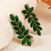[Elegant Blue CZ Hair Clips] 2pcs Elegant Vintage-Style Blue CZ Hair Clips Set | Golden Tone Leaf Barrette