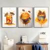 Fresh Bees Collecting Honey And Canned Honey Poster Print Wall Art Pictures Canvas Painting Living Room Bedroom Home Decor Gift
