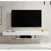 Móvel de TV Suspenso | Móvel de TV de Sala de Estar | Suporte para Televisor | L 150 x P 29,6 x A 22 cm | Cor Branco Fosco | Modelo Aydin
