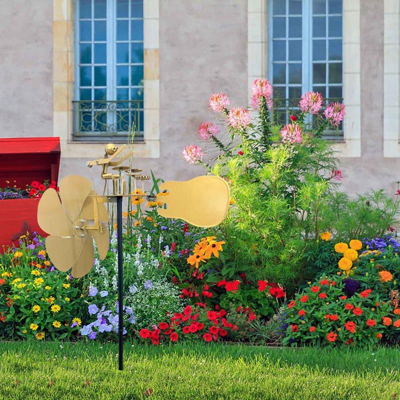 Creative Garden Wind Power Drummer Windmill Musical Instruments Decor