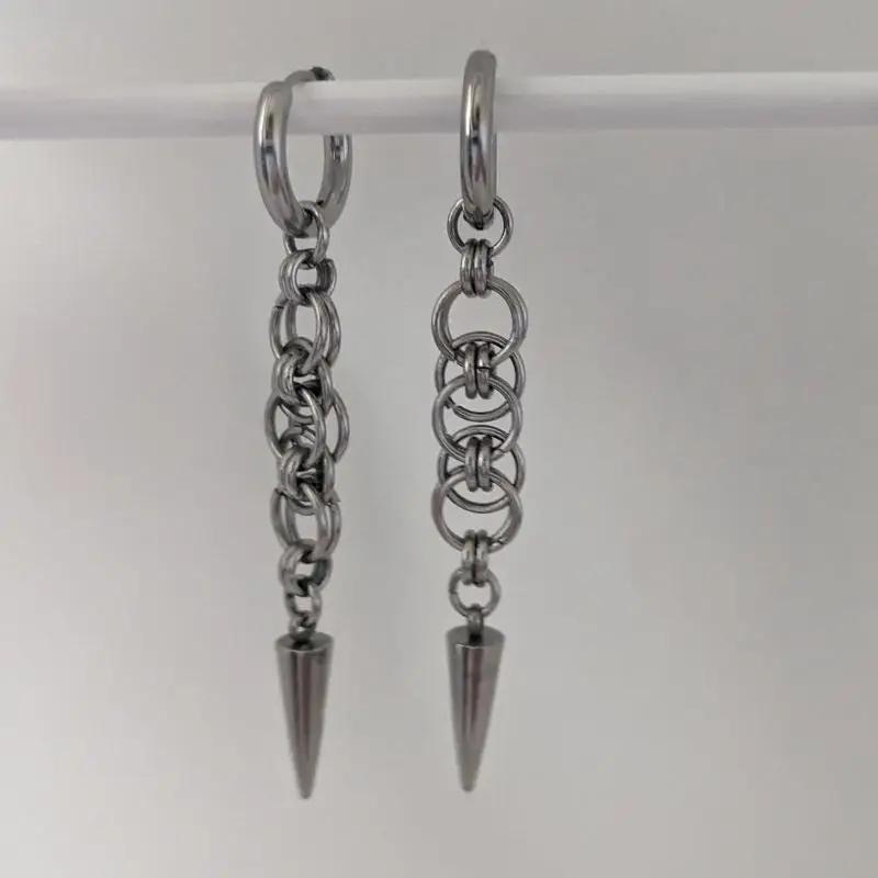 Punk Metal Piercing Curved Spike Earrings For Women Goth Grunge Aesthetic Rivet Earrings Jewelry Gift