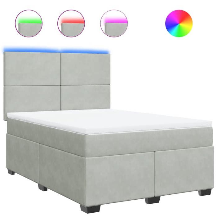 VidaXL Slat Bed Base and Mattress Light Grey 140x200cm Velvet 3293224
