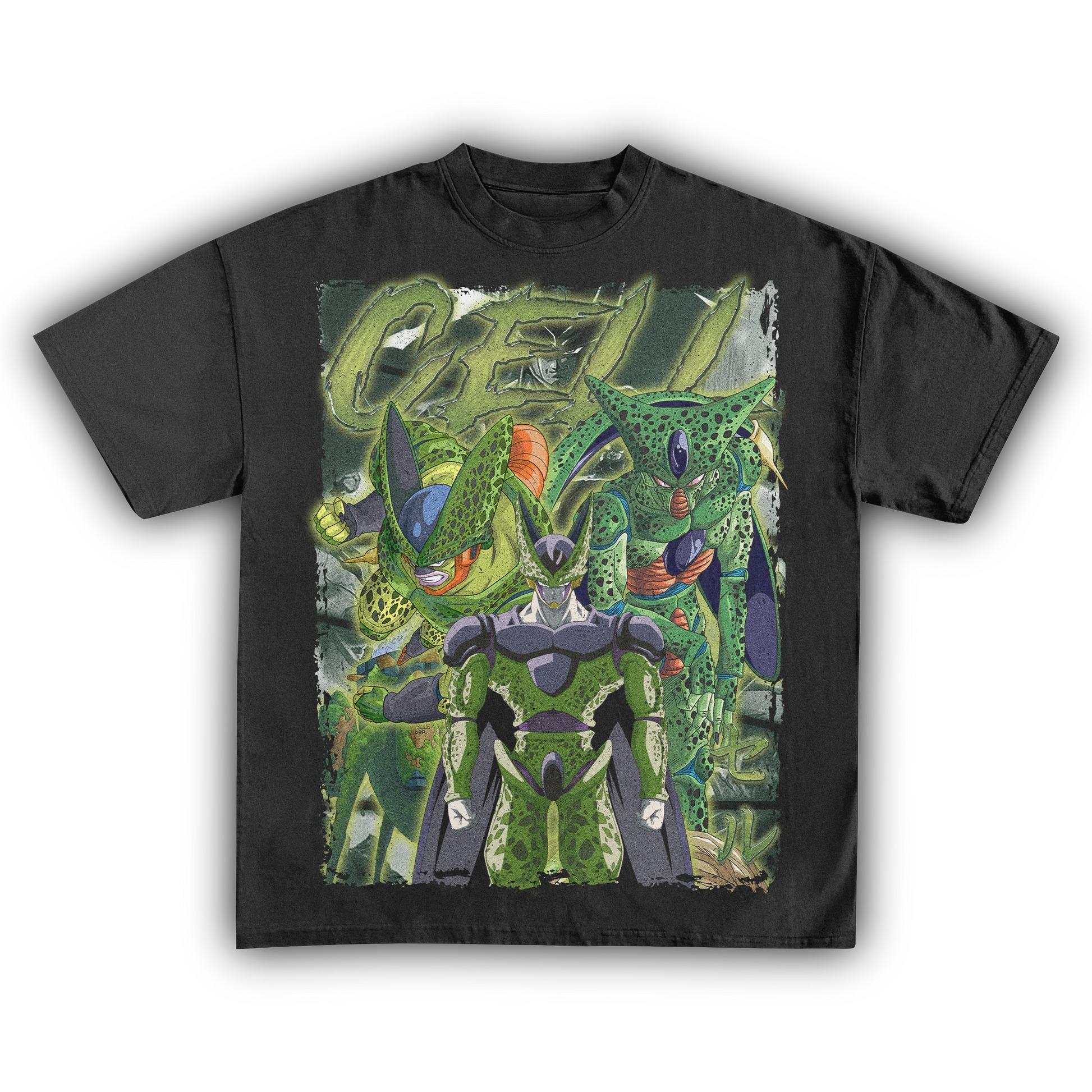 

Dragon Ball Z Cell Evolution T-Shirt Men Vintage Anime Graphic Tee Casual Cotton Streetwear S разноцветный