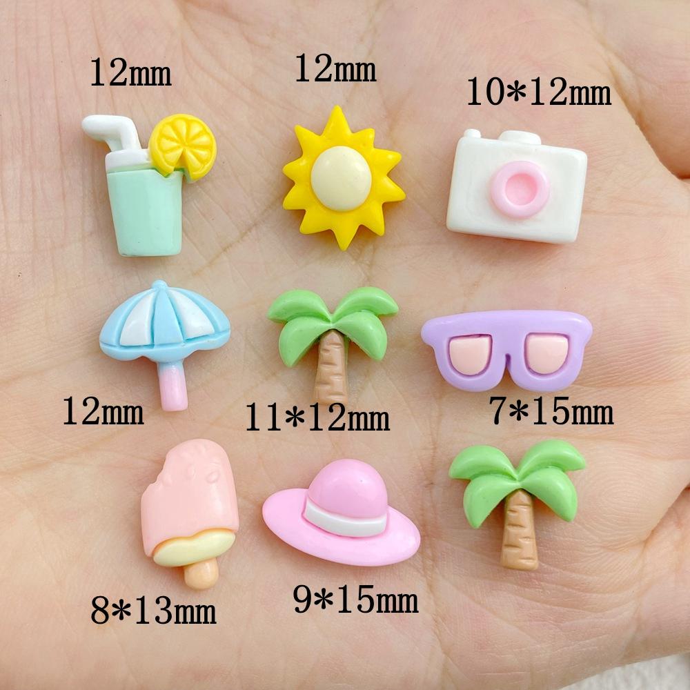 

30 шт. Новые милые смоляные мультяшные пляжные элементы коллекции с плоской задней стороной, украшения для маникюра, аксессуары для бантов для волос