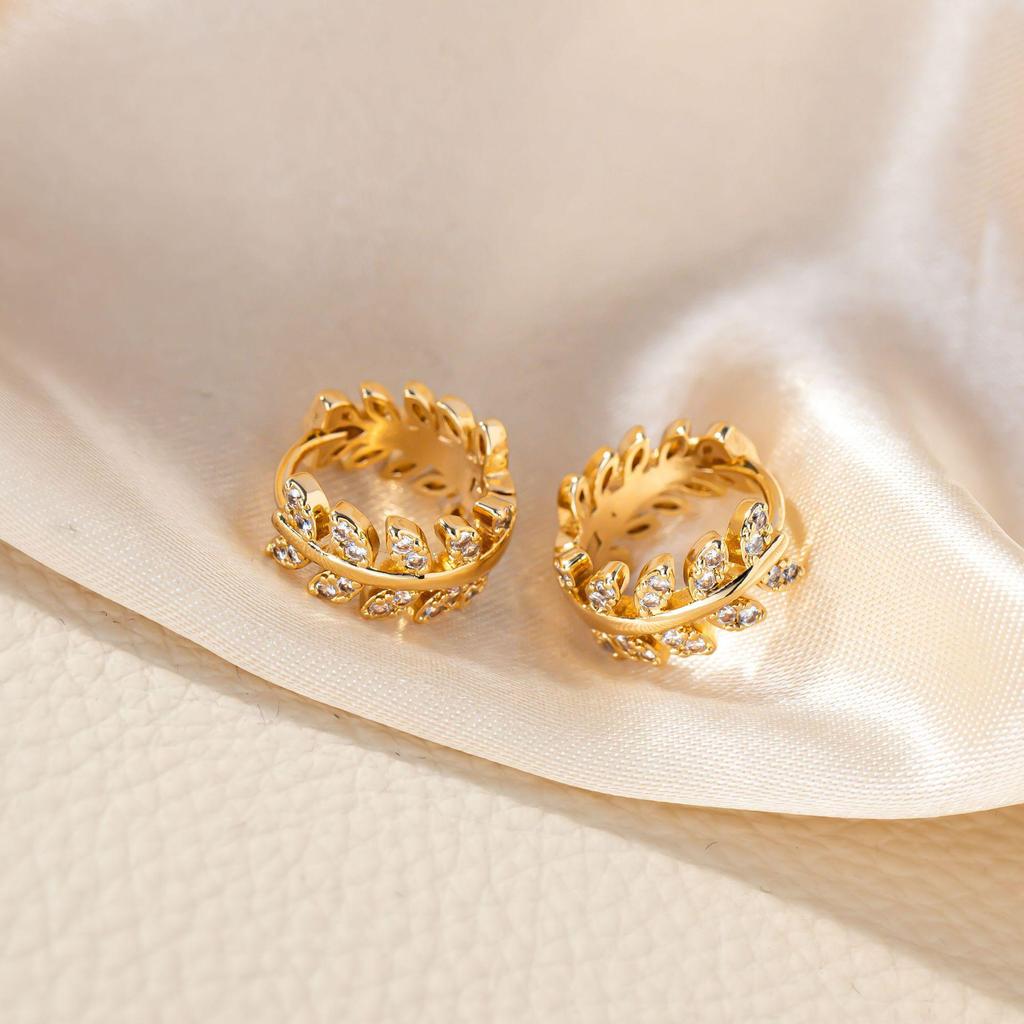 Luxury Zircon Wheat Ear Studs – Elegant European & American Inspired Earrings