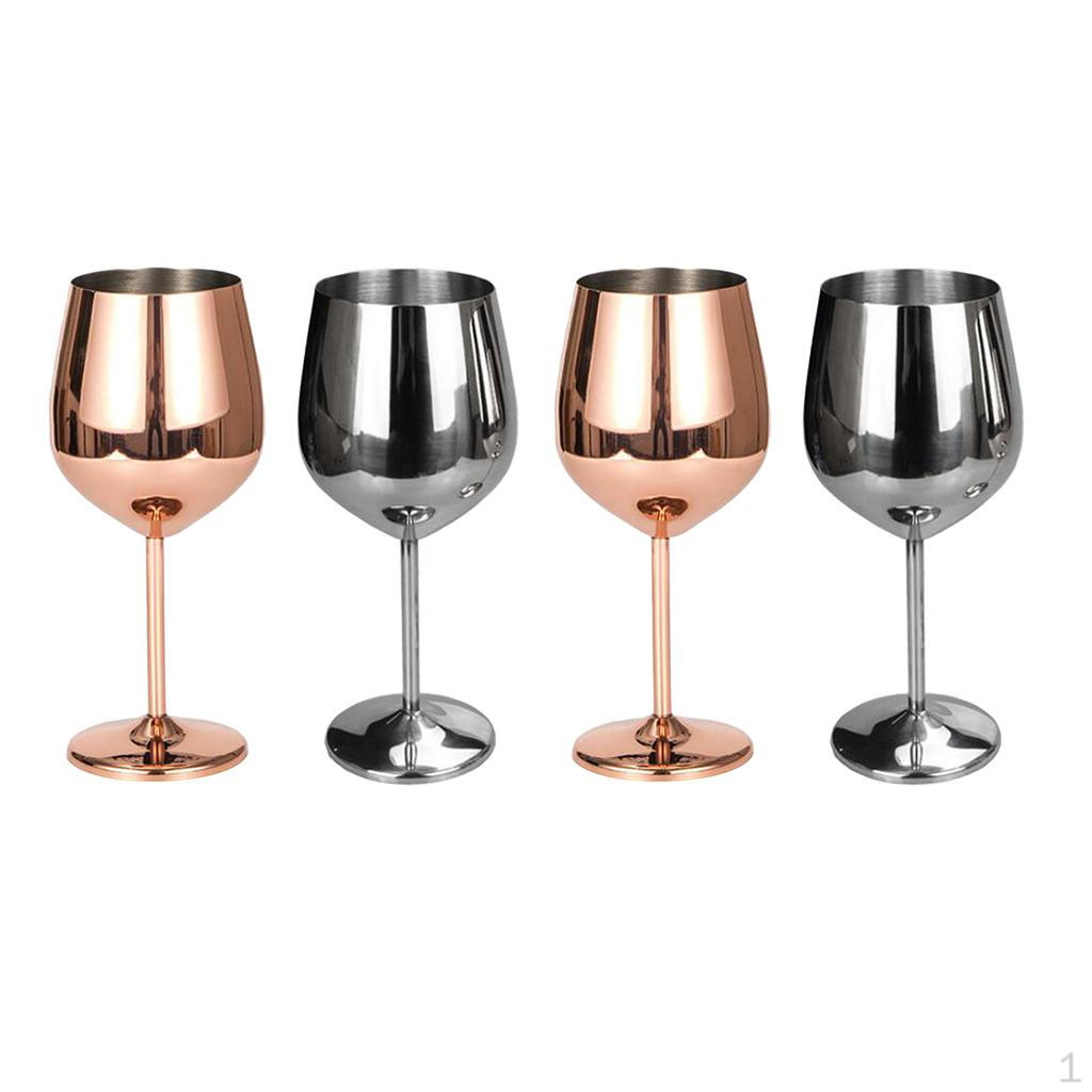 

4Pcs Stainless Steel Wine Glasses Goblets Champagne Bar