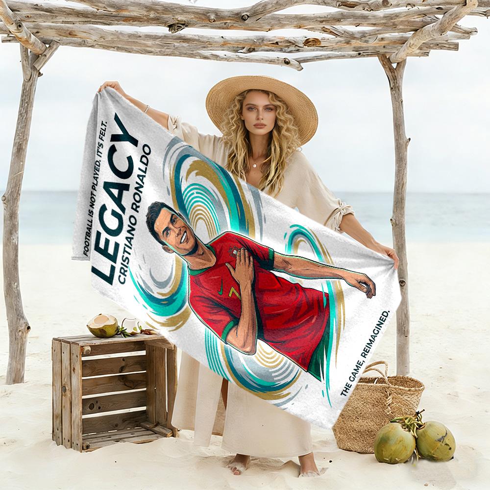Ronaldo's Portugal Legacy Beach Towel High Absorbency & Quick-Dry Comfortable Lightweight Suitable for Swimming, Gym, Camping, Yoga Vacation