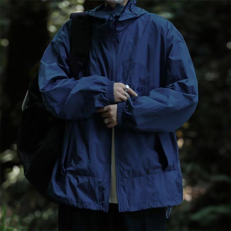 

2025 лето одежда от солнца с капюшоном для пары легкая и дышащая горная одежда от солнца bf спорт уличная куртка от солнца 2XL тёмно-синий