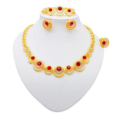 Dubai Vintage Style Crystal Necklace For Women Charm Earrings Bracelets Rings For Women Banquet Wedding Jewelry Party Gift