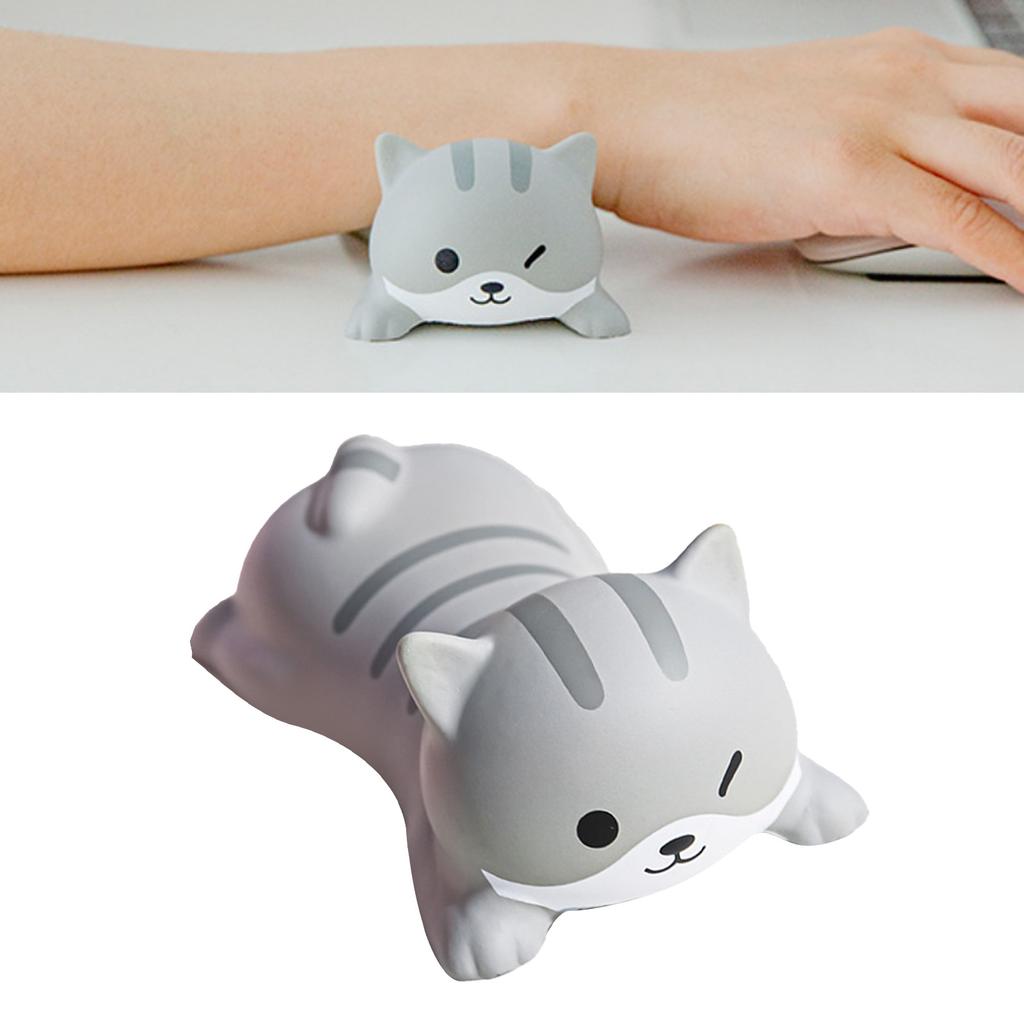 Maus Handgelenkauflage Niedliches Cartoon Tier Bequem Ergonomisch Dekompressions Handgelenkstützpolster für Zuhause Büro Graue Katze
