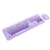 Wireless Cute Keyboard and Mouse 104 Keys Typewriter Style Retro Round Keycaps Keyboard for PC Laptop Desktop