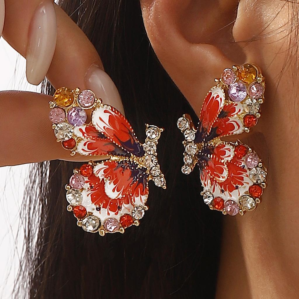 Vintage Fashion High Grade Insect Earrings Bee Butterfly Oil Drip Stud Earrings Women Middle Ages Style Fashion Ear Jewelry