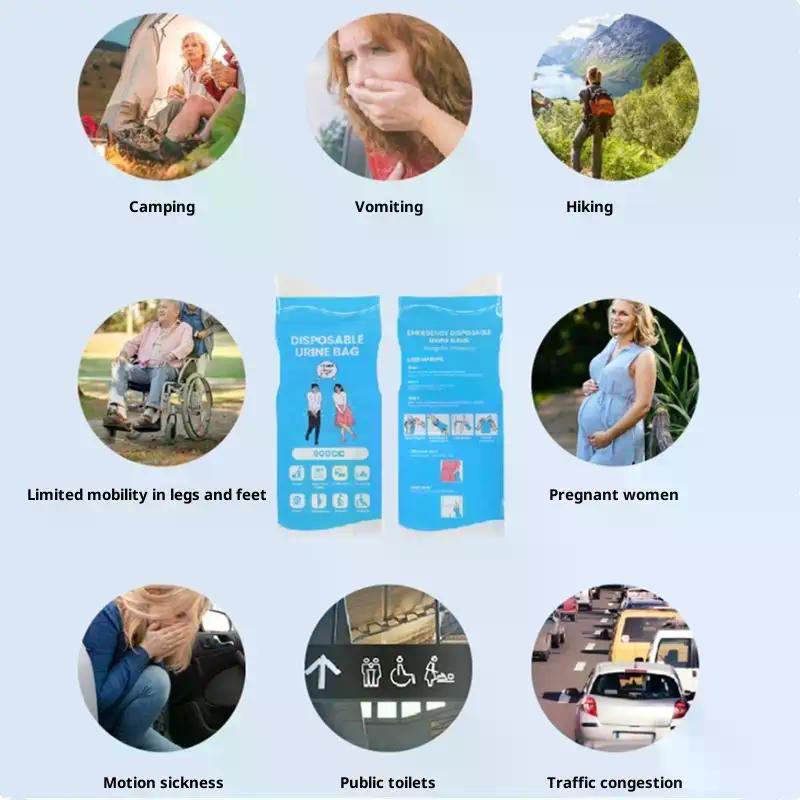 5 Pcs Outdoor Emergency Urine Bags 900ml Disposable Travel Mobile Toilet Portable Urinal Bag For Female Baby Male Vomiting Bag