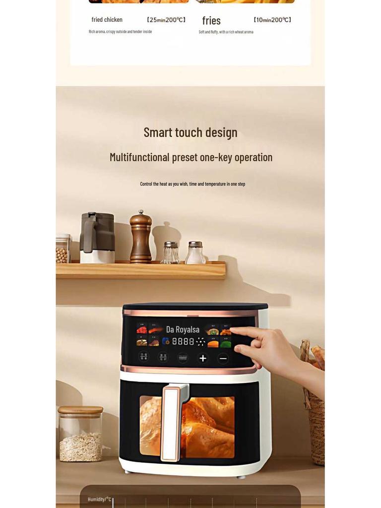Rongshengda Smart Multifunctional Air Fryer Oven - Large Capacity, Fully Automatic, Electric Visual Fryer for Home Use