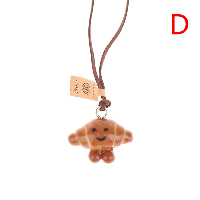Lovely Bagel Alkaline Bread Pendant Cute Sweater Chain Pretzel Necklace Bag Hanging Car Interior Croissant Bag Accessory