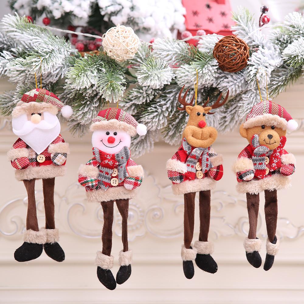 Charming Christmas Decoration Plush Checkered Fabric Hanging Ornaments For Tree
