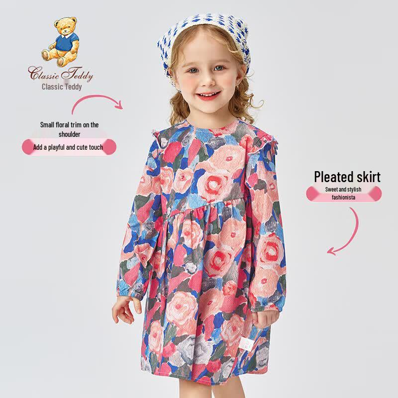 Classic Teddy Girls' Cotton Floral Princess Dress