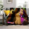 Coperta morbida in peluche 3D Masha e Orso, Cartone animato di Natale, Coperta in flanella, Plaid per Soggiorno, Camera da letto, Letto, Copertura per divano