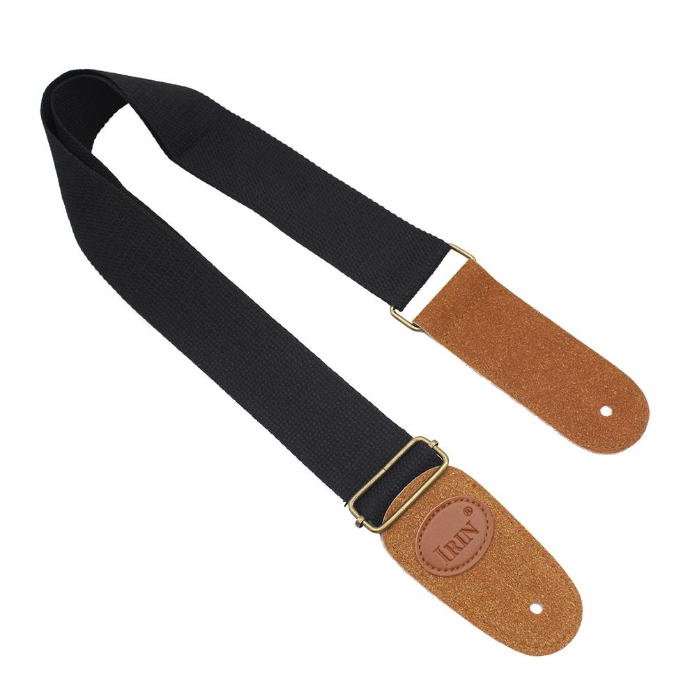 Adjustable Guitar Belt Woven Cotton Guitar Strap with Leather Ends for Electric Acoustic Folk Guitar