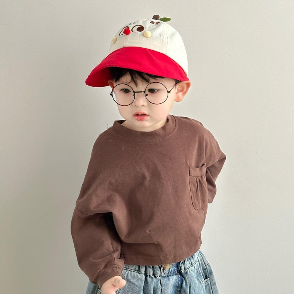 Embroidery Korean Style Cap Shading Hat Children's Bucket Hat Breathable Summer Kid Sunhat  Boy