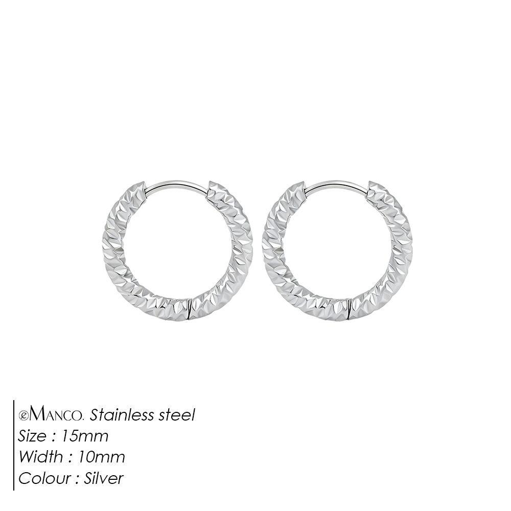 

eManco Titanium Stainless Steel Starry Sky Ear Cuffs - Stylish, High-End, Simple Hammered Design for Women Steel Color