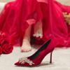 Maogu Satin Rhinestone Crystal Shallow Pumps Stiletto High Heel Luxury Women's Shoe 2024 Spring White Women Bridal Wedding Shoes