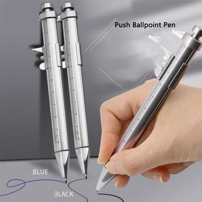 2 In 1 Vernier Caliper Ballpoint Pen Student Multipurpose Gift Measuring Ruler 0-100mm Caliper