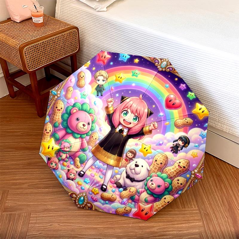 

1PC Automatic Folding Umbrella Anya Forger Pattern 8 Ribs Portable Foldable Travel Umbrella Christmas Birthday Gift