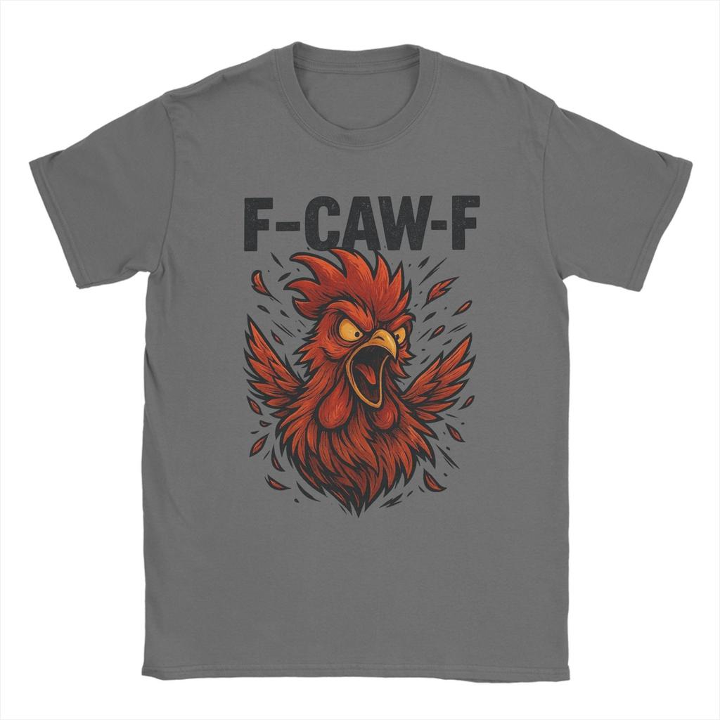 F-CAW-F Funny Rooster Meme Chicken T-Shirts for Men  Casual Cotton Tees Crew Neck Short Sleeve T Shirt Original Tops