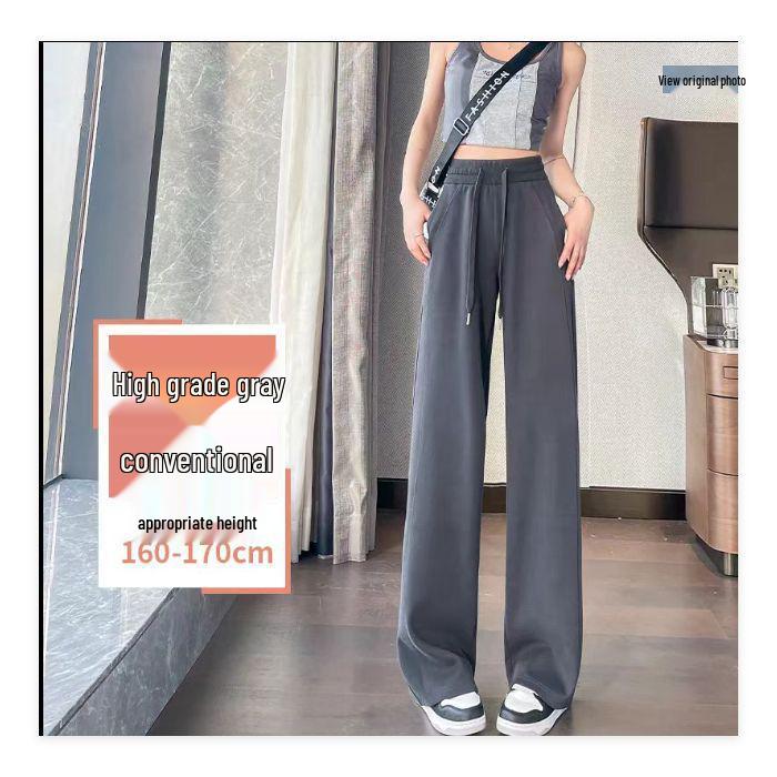 American Style Women's High-Waist Grey Joggers - Slimming, Versatile, Micro Flare Sweatpants for Spring and Autumn
