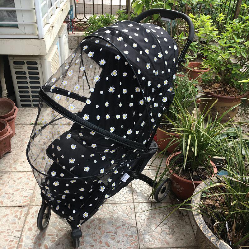 Universal Baby Stroller Mosquito Net with Zippered Embroidered Chrysanthemum Design