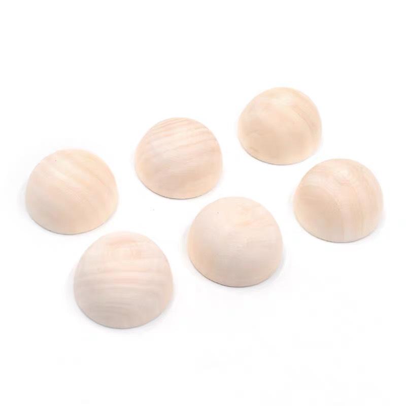 Natural Wood Semi-Circular Beads: DIY Hole-Free Lotus Wood, 15-50mm