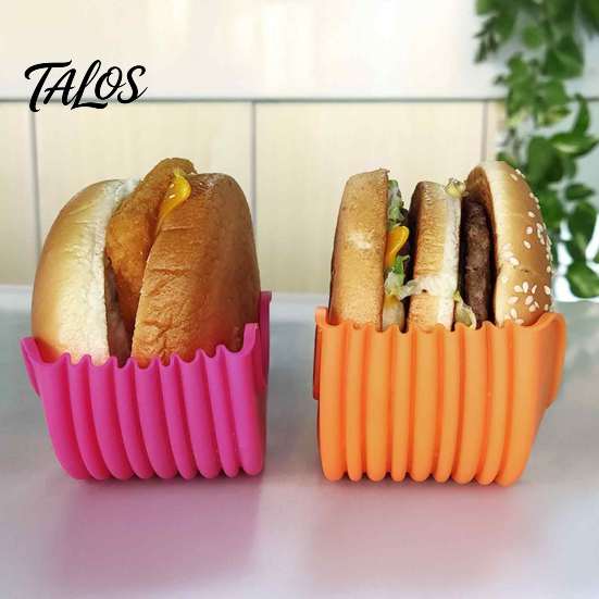 Hamburger Holder Retractable Holder, Hot Dog Fixed Box, Sandwich Burger Clip Portable Food Tray for Travel Rack, Washable Silicone French Fry