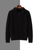 Men's 100% Pure Wool Knit Polo Collar Cardigan – Thickened, Fashionable, Zipper-Front Sweater for Business & Casual Wear.