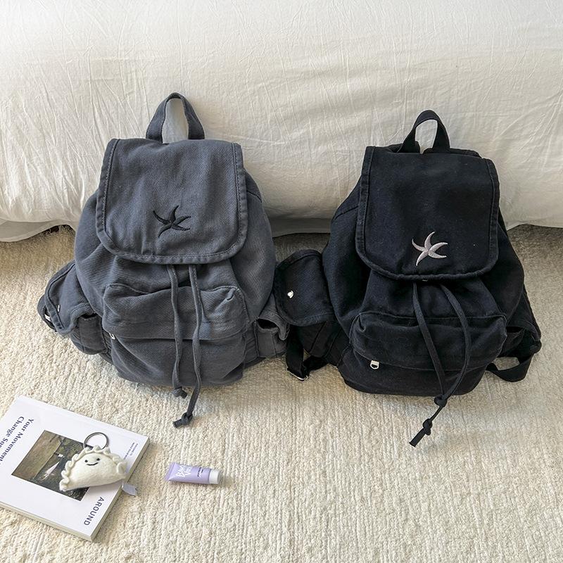 Schoolbag Korean large-capacity canvas shoulder bag women's 1011 new trendy summer leisure foreign style student commuter backpack