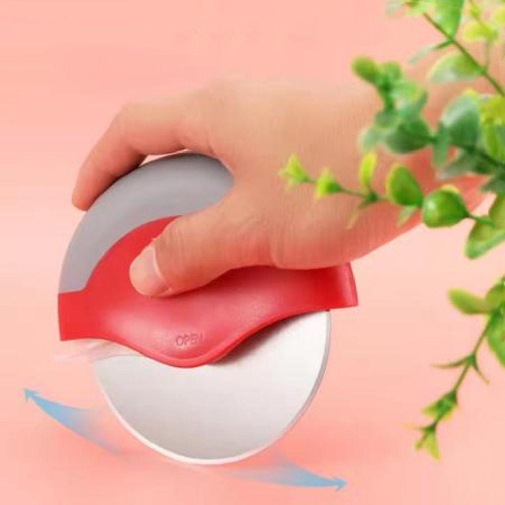 Effortless Pizza Slicer Stainless Steel Rotating Pizza Cutting Slicer Pizza Wheel Cutter  Kitchen