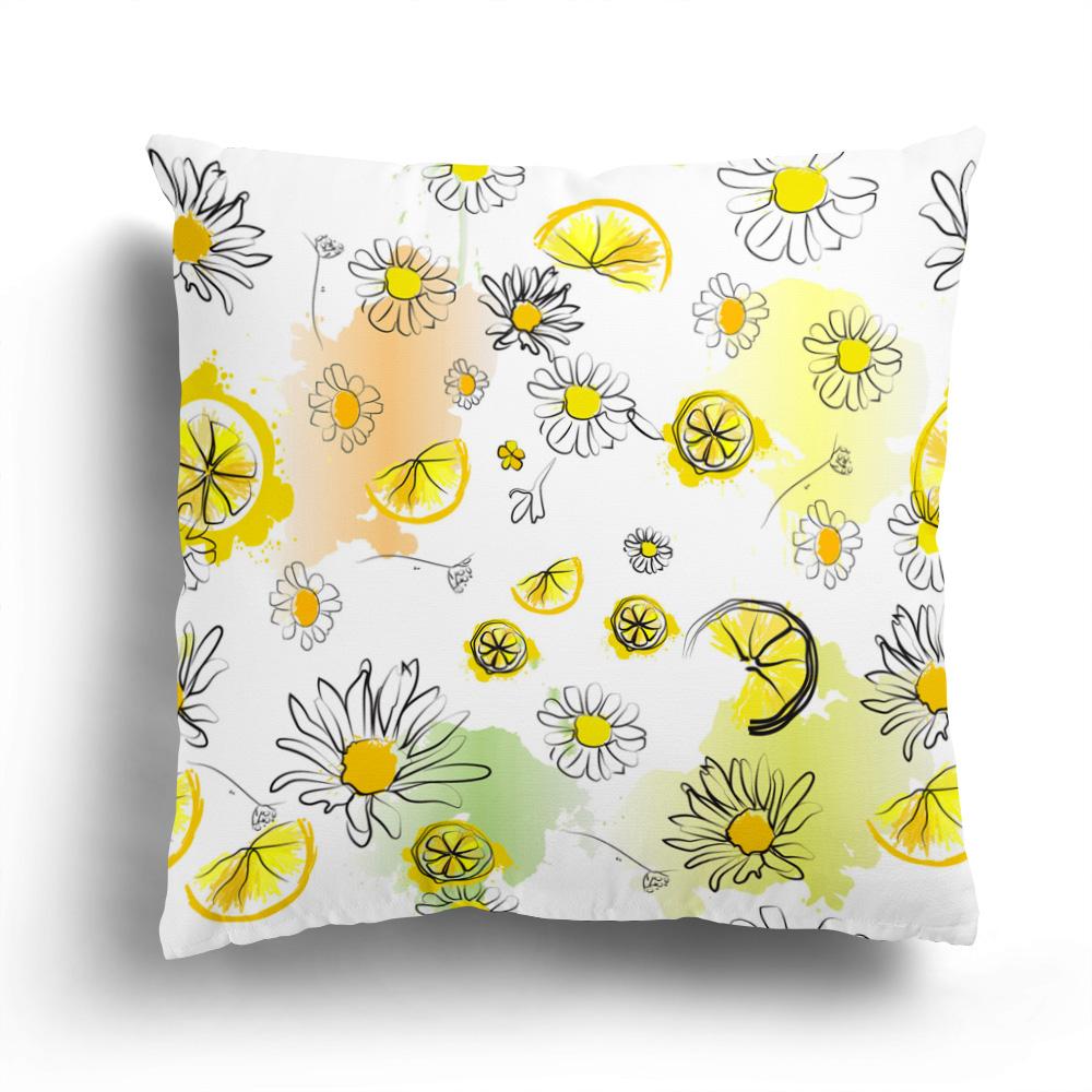 Small Fresh  Daisy Flower Short Plush Pillowcase Fashion  Cushion Cover Home Decor Sofa