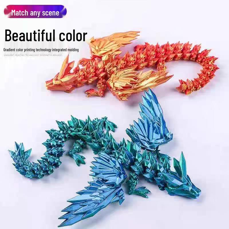 3D Printed Luminous Dragon Egg & Movable Crystal Dragon Toy Set for Kids