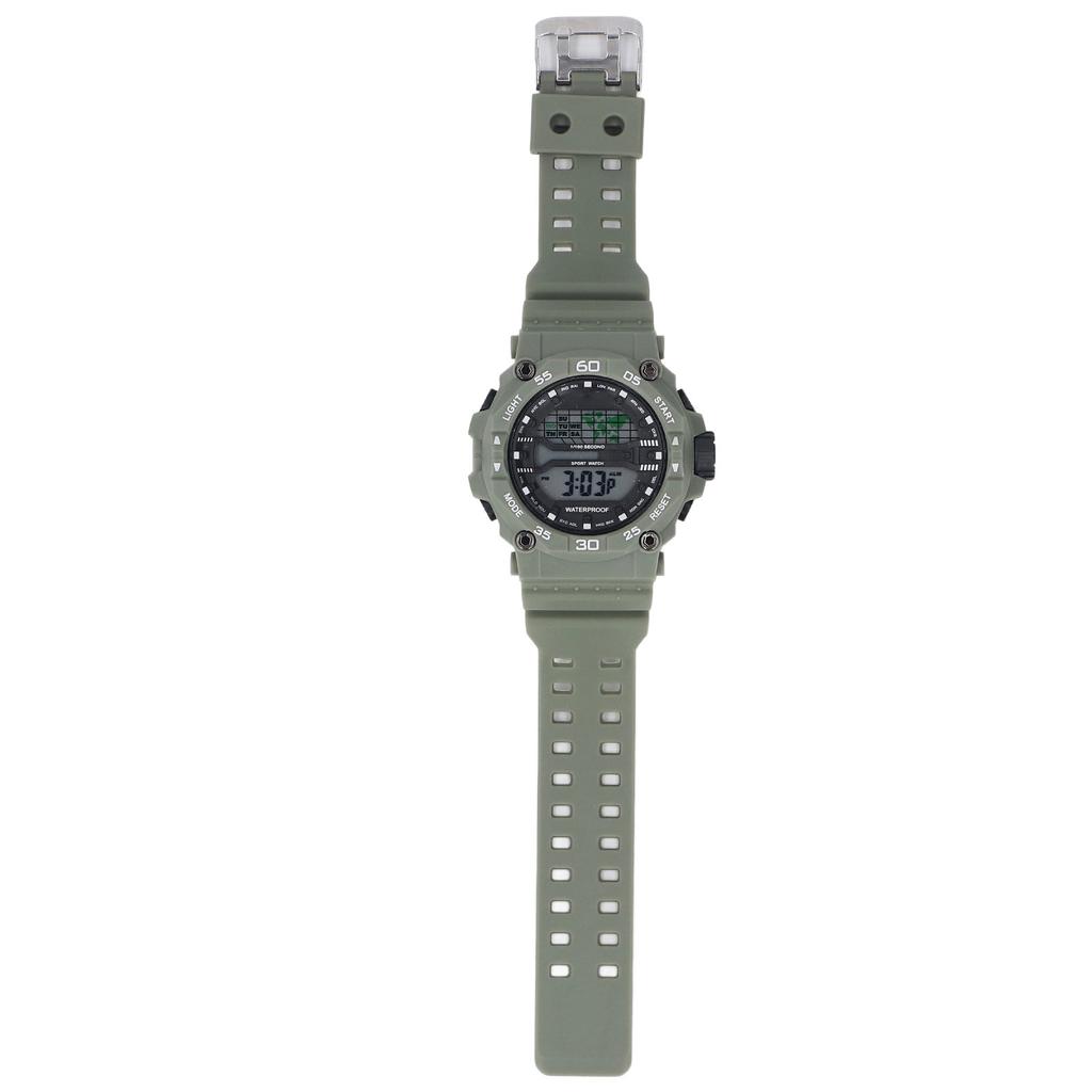 Men Watch LED Night Light 50m Waterproof Large Screen Rubber Strap World Time Zone Digital Display