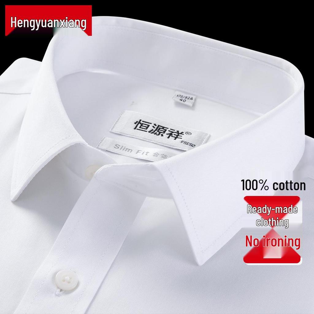 Camisa de Hombre de Algodón Premium a Cuadros Azul Manga Larga Sin Planchado - Primavera Auténtico Business Casual