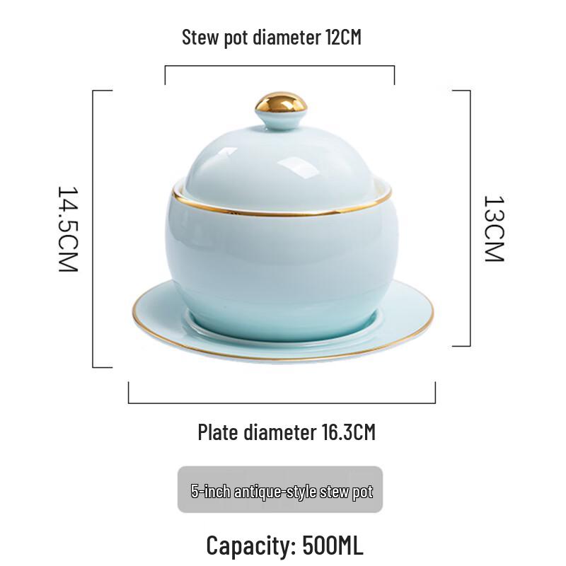 Naijiang Antique Ceramic Stew Pot & Dessert Bowl