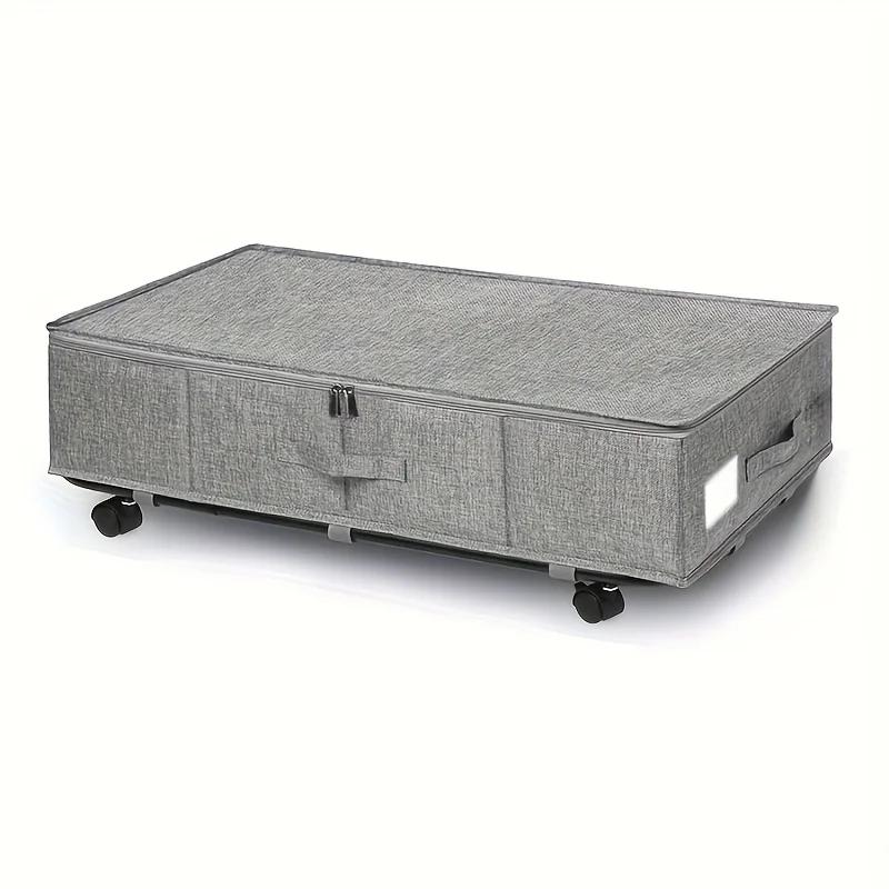 Underbed Storage Box with Wheels - Pull-Out Organizer with Metal Frame & Fabric Cover, Large Capacity Space Saving Design