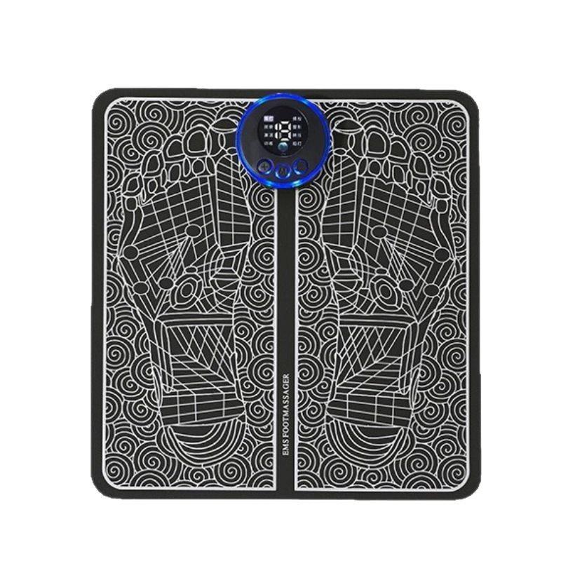 Portable EMS Foot Massage Pad - Pulse Therapy Massager for Sole and Foot Black