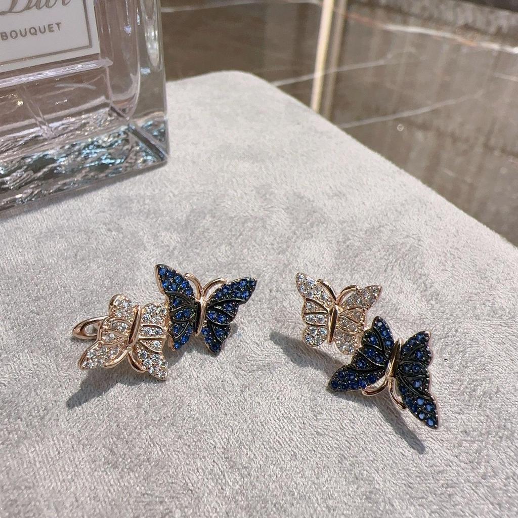 Gulkina Rose Gold Butterfly Jewelry Set with Micro-Inlaid Zircon Earrings & Ring