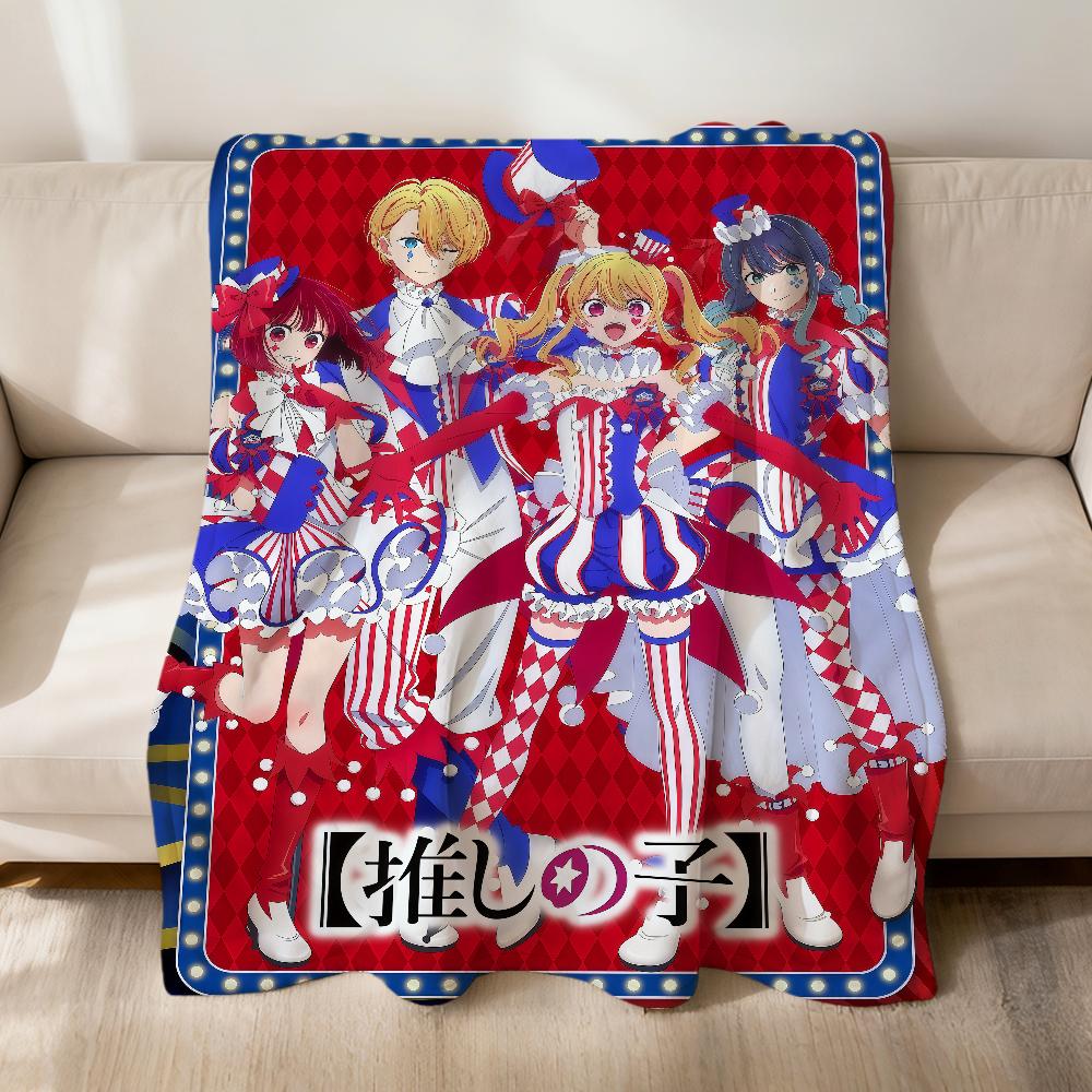 Anime Cute Manga O-oshi No Ko Fanart Flannel Soft Warm Plush Blanket Sofa Living Room Pet Hogar Bedroom Gift Home Car Portable