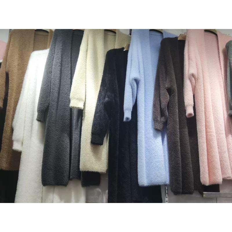 Lazy wind long knee anti-mink sweater jacket women's clothing autumn and winter new large size loose knitted cardigan