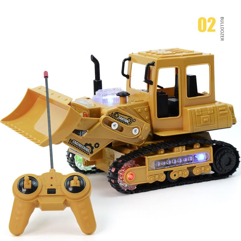 Excavator Toys, Children'S Rechargeable Wireless Remote Control Construction Vehicle, Four-Way Light Electric Bulldozing Model