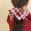 1pc sweet red plaid cherry colon hair ring, high elastic cherry bow square scarf hair ring hair ornament