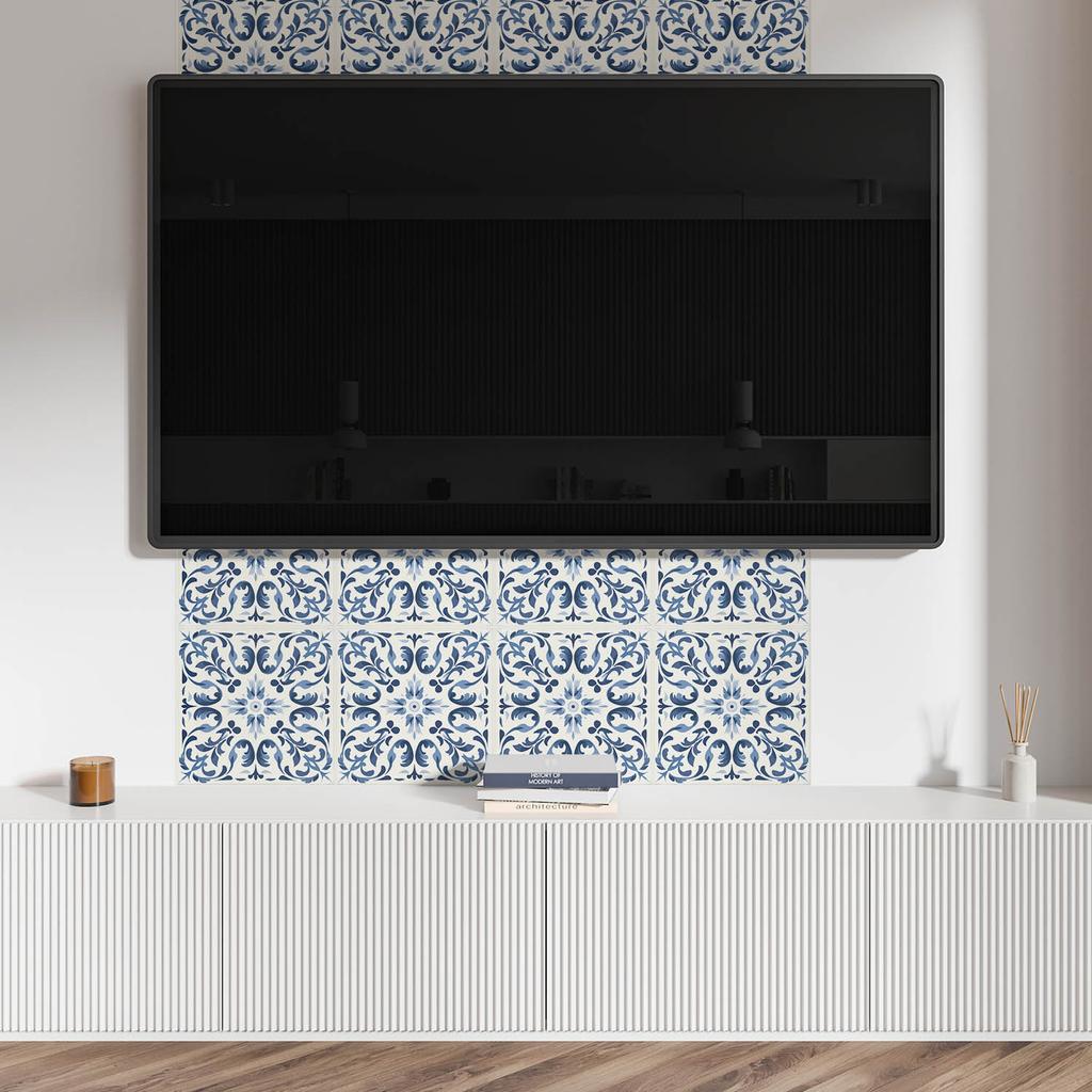 Samoprzylepny Element Dekoracyjny Winylowy Do Domu 120X60 Cm Wzór Florystyczny W Kafelkach